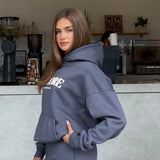 Boxy Oversized Hoodie - Gunmetal Puff