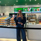 Cropped Oversized Zip Hoodie - Jet Midnight